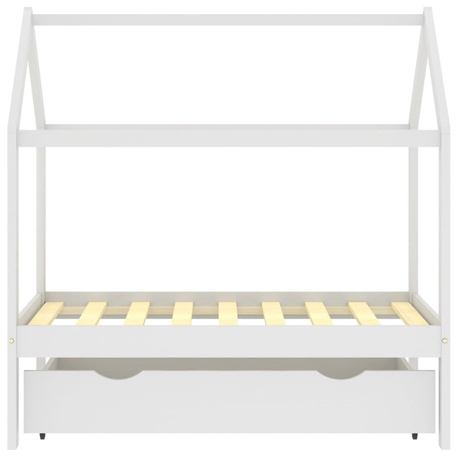 Kinderbedframe Met Lade Massief Grenenhout 70 x 140 cm Wit 1 lade