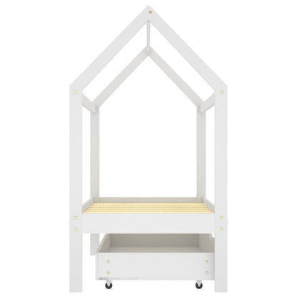 Kinderbedframe Met Lade Massief Grenenhout 70 x 140 cm Wit 1 lade