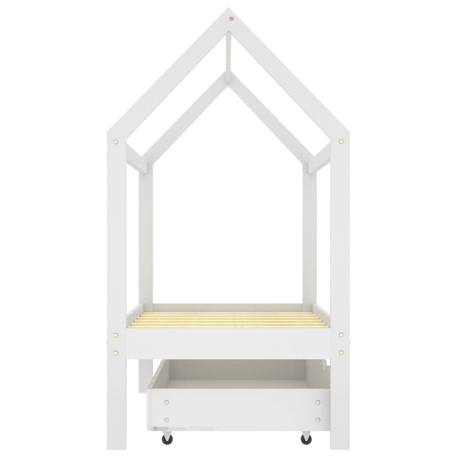 Kinderbedframe Met Lade Massief Grenenhout 70 x 140 cm Wit 1 lade