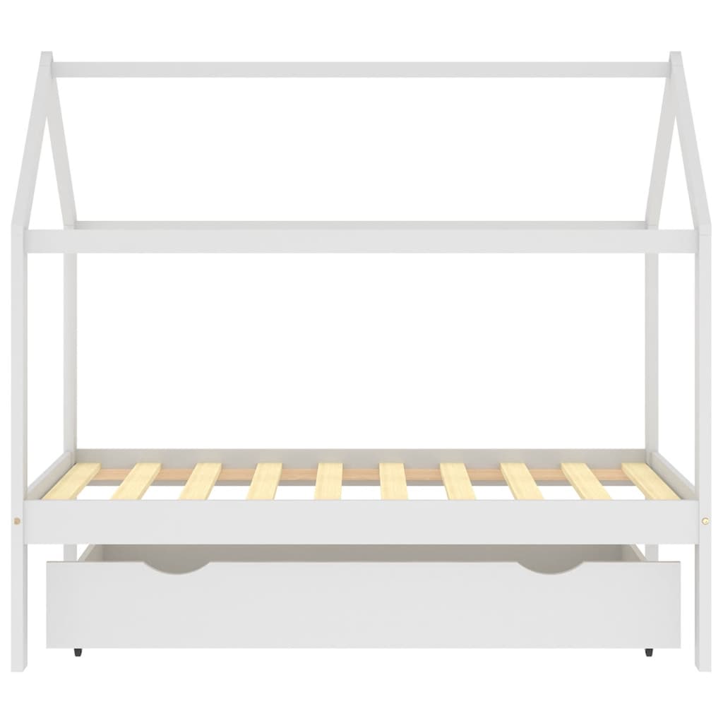 Kinderbedframe Met Lade Massief Grenenhout 80 x 160 cm Wit 1 lade