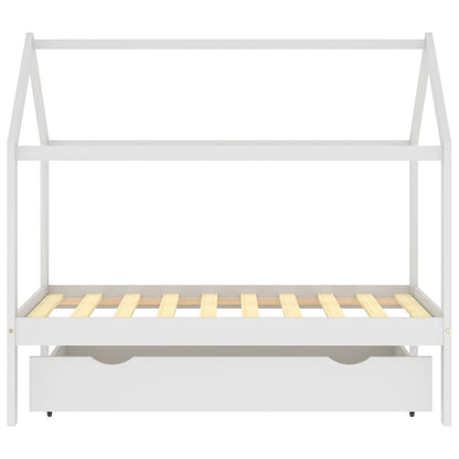 Kinderbedframe Met Lade Massief Grenenhout 80 x 160 cm Wit 1 lade