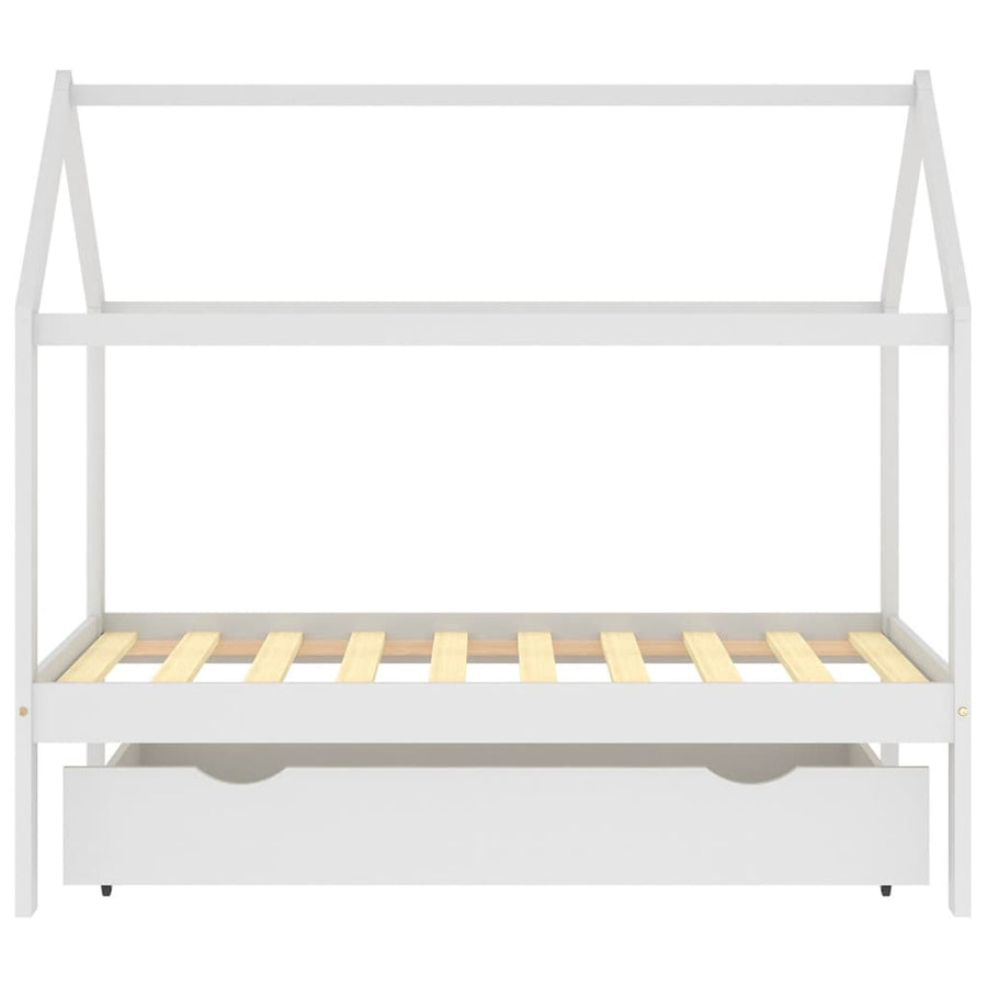 Kinderbedframe Met Lade Massief Grenenhout 80 x 160 cm Wit 1 lade