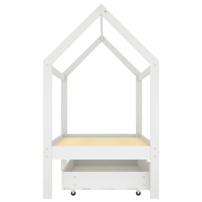 Kinderbedframe Met Lade Massief Grenenhout 80 x 160 cm Wit 1 lade