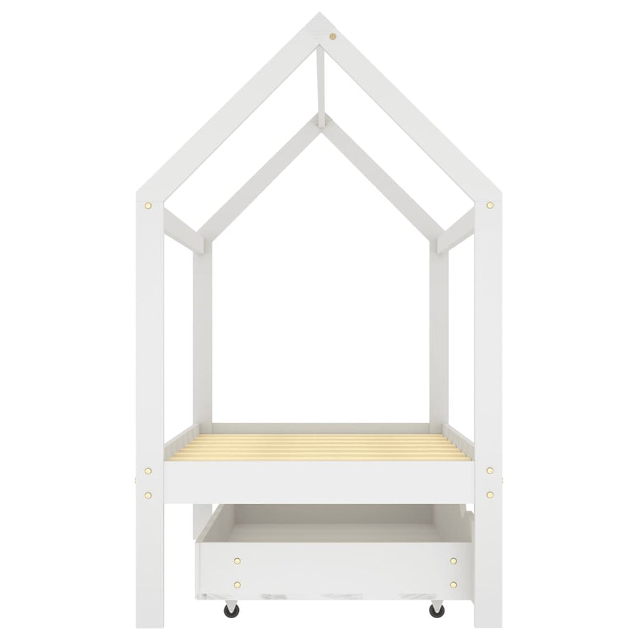 Kinderbedframe Met Lade Massief Grenenhout 80 x 160 cm Wit 1 lade