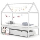 Kinderbedframe 80x160 cm massief grenenhout wit met lade