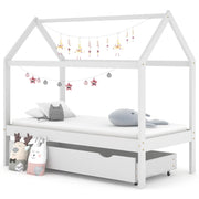 Kinderbedframe 80x160 cm massief grenenhout wit met lade