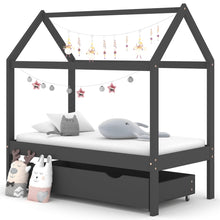 Kinderbedframe Met Lade Grenenhout 70 x 140 cm Donkergrijs 1 lade