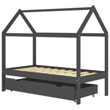 Kinderbedframe Met Lade Grenenhout 80 x 160 cm Donkergrijs 1 lade