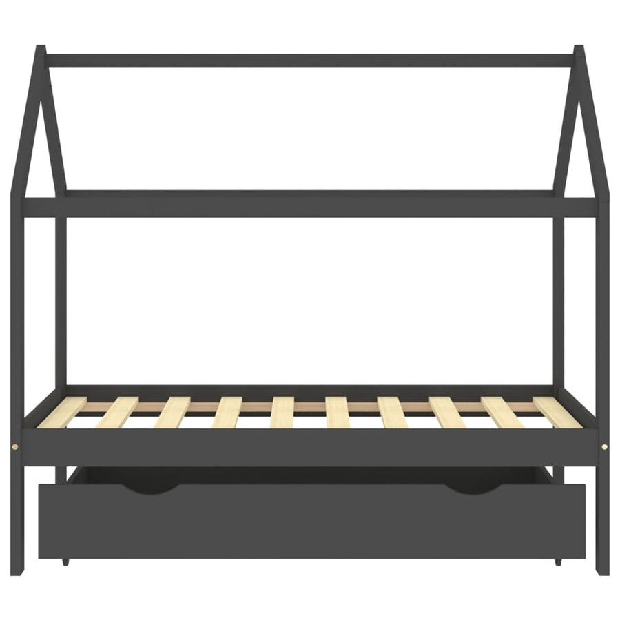 Kinderbedframe Met Lade Grenenhout 80 x 160 cm Donkergrijs 1 lade