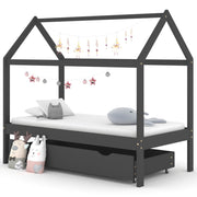 Kinderbed 80x160 cm grenenhout donkergrijs met lade