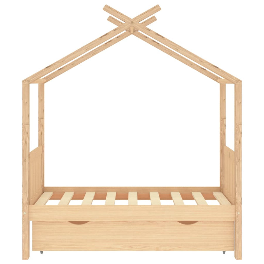 Kinderbedframe Met Lade Massief Grenenhout 70 x 140 cm Bruin 1 lade