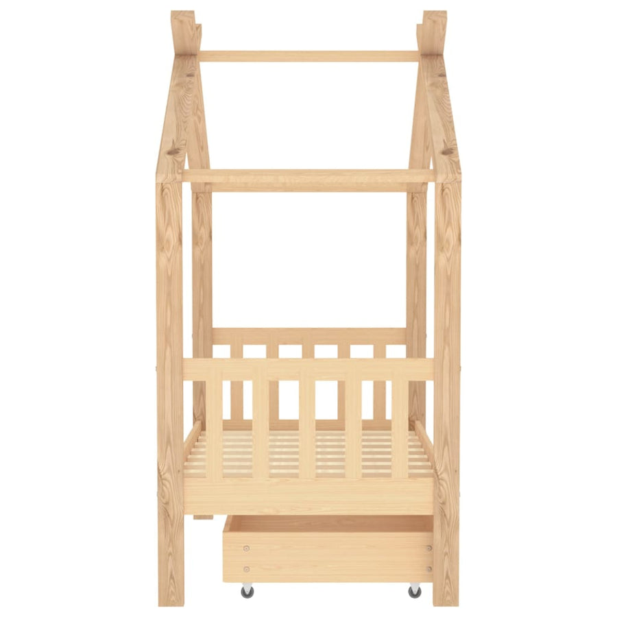 Kinderbedframe Met Lade Massief Grenenhout 70 x 140 cm Bruin 1 lade