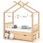 Kinderbedframe grenenhout met lade 70x140 cm