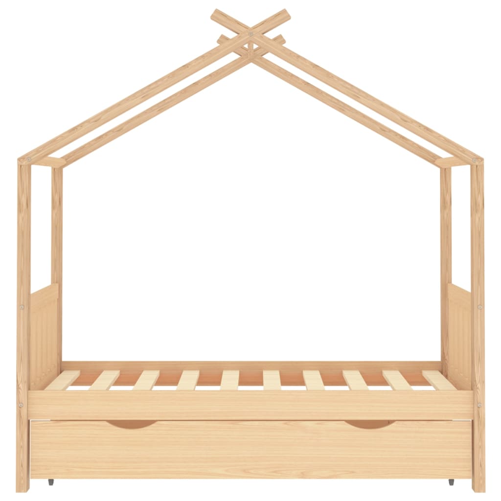 Kinderbedframe Met Lade Massief Grenenhout 80 x 160 cm Bruin 1 lade