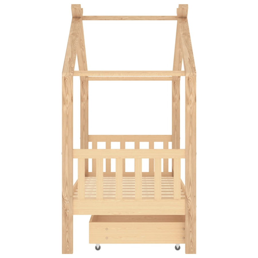 Kinderbedframe Met Lade Massief Grenenhout 80 x 160 cm Bruin 1 lade