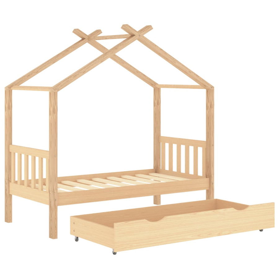 Kinderbedframe Met Lade Massief Grenenhout 80 x 160 cm Bruin 1 lade
