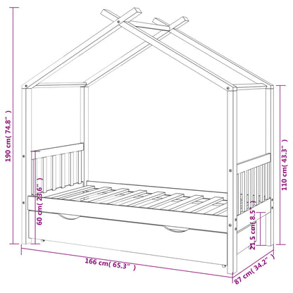 Kinderbedframe Met Lade Massief Grenenhout 80 x 160 cm Bruin 1 lade