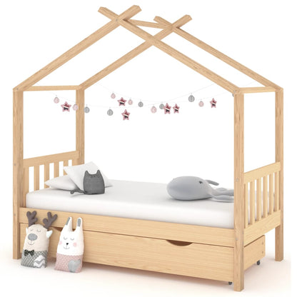 Kinderbedframe Met Lade Massief Grenenhout 80 x 160 cm Bruin 1 lade