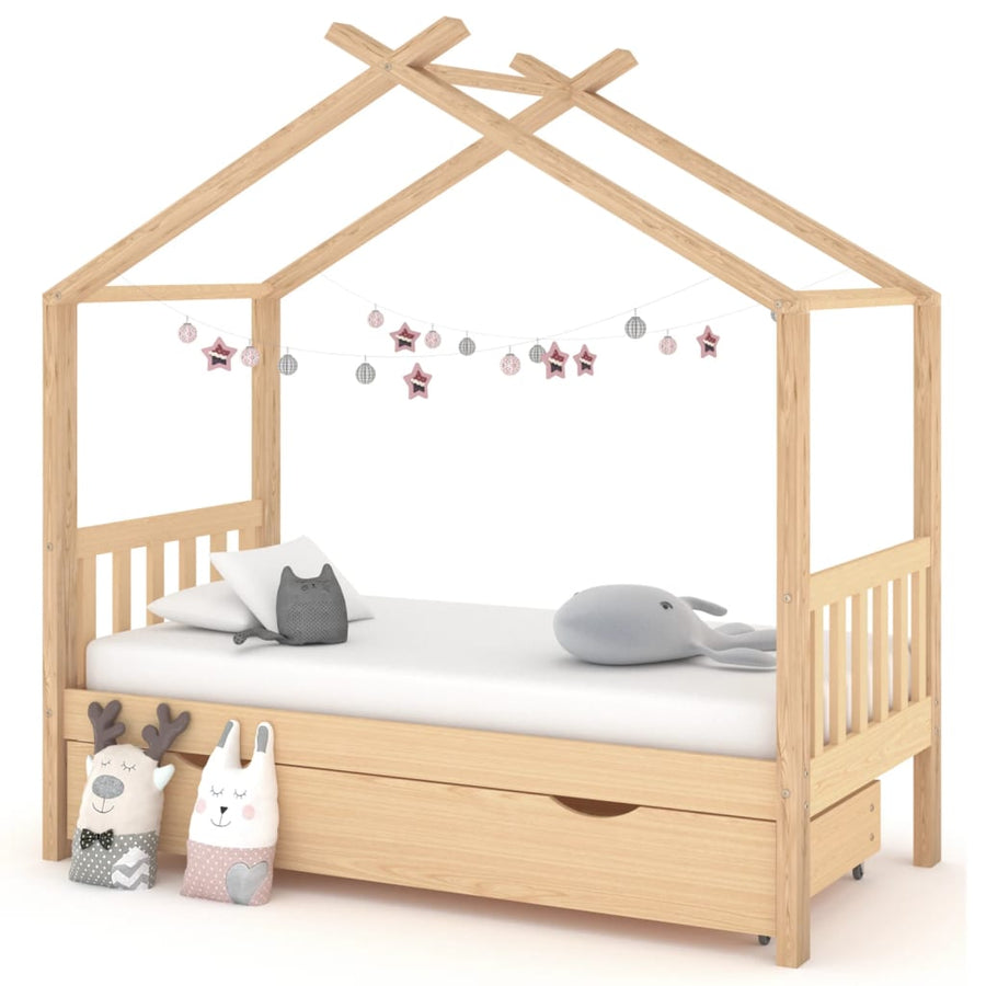 Kinderbedframe Met Lade Massief Grenenhout 80 x 160 cm Bruin 1 lade