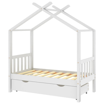 Kinderbedframe Met Lade Massief Grenenhout 70 x 140 cm Wit 1 lade