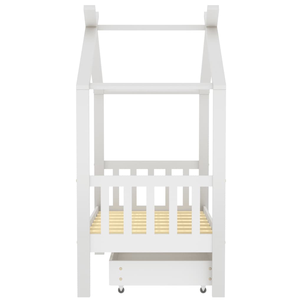 Kinderbedframe Met Lade Massief Grenenhout 70 x 140 cm Wit 1 lade