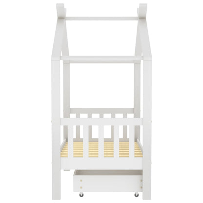 Kinderbedframe Met Lade Massief Grenenhout 70 x 140 cm Wit 1 lade