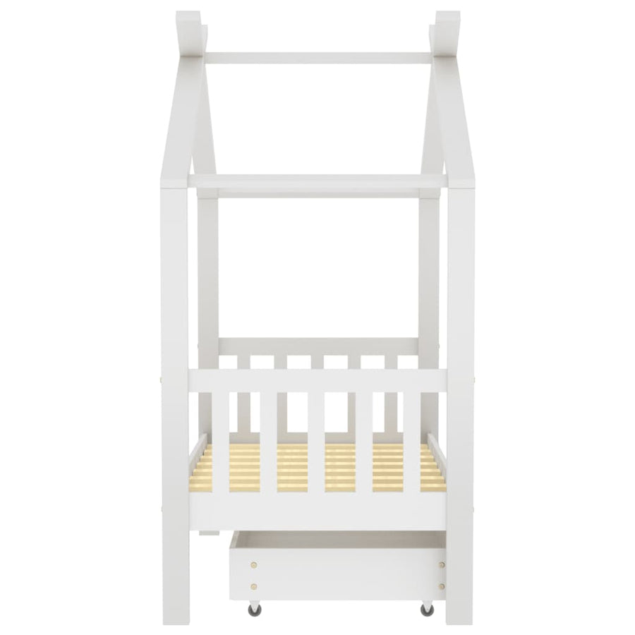Kinderbedframe Met Lade Massief Grenenhout 70 x 140 cm Wit 1 lade
