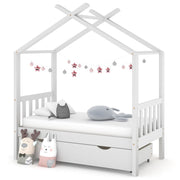 Kinderbed 70x140 cm massief grenenhout wit met lade