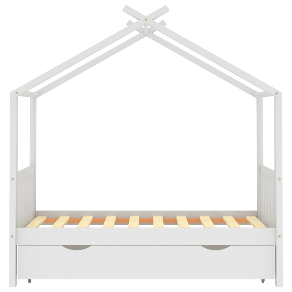 Kinderbedframe Met Lade Massief Grenenhout 80 x 160 cm Wit 1 lade