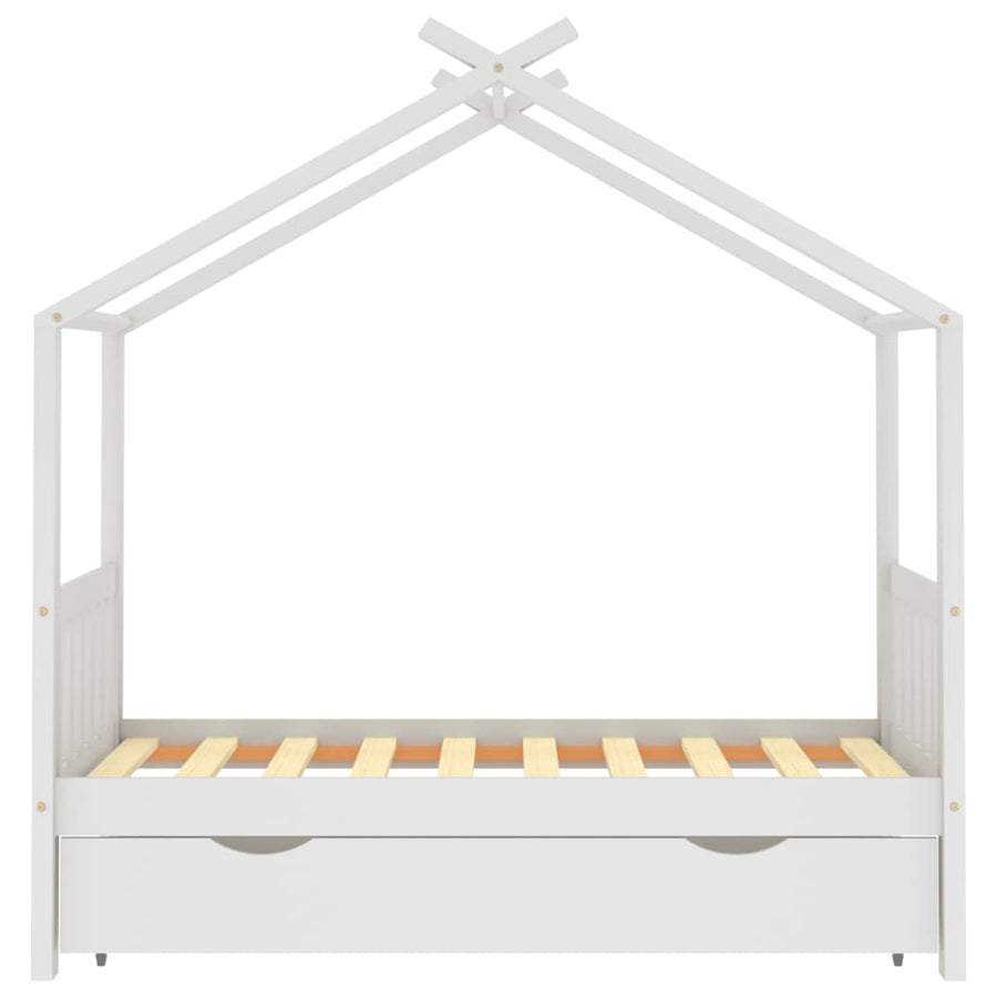Kinderbedframe Met Lade Massief Grenenhout 80 x 160 cm Wit 1 lade