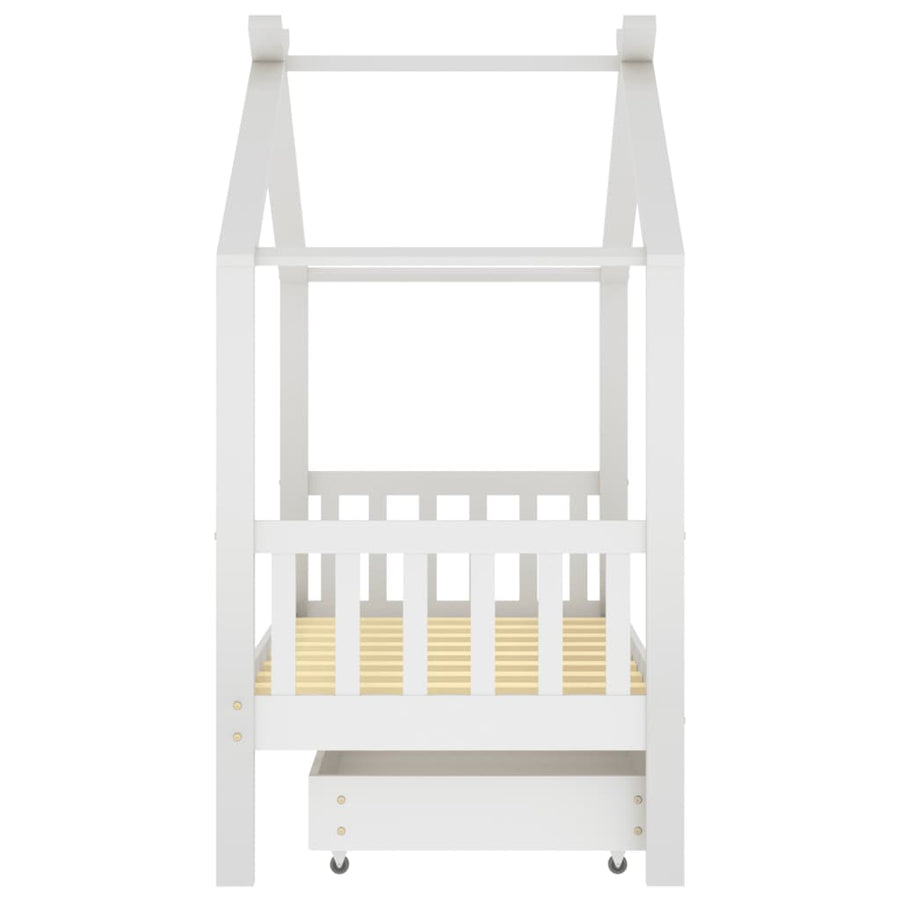 Kinderbedframe Met Lade Massief Grenenhout 80 x 160 cm Wit 1 lade