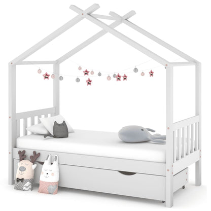 Kinderbedframe Met Lade Massief Grenenhout 80 x 160 cm Wit 1 lade