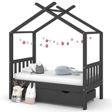 Kinderbedframe Met Lade Grenenhout 70 x 140 cm Donkergrijs 1 lade
