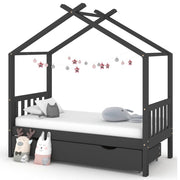 Kinderbedframe grenenhout 80x160 cm donkergrijs