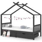 Kinderbedframe Met Lades Grenenhout 90 x 200 cm Donkergrijs 2 lades