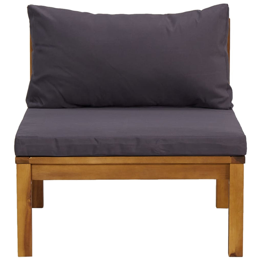 3-Delige Loungeset Met Donkergrijze Kussens Acaciahout Donkergrijs midden + voetensteun + Tafel