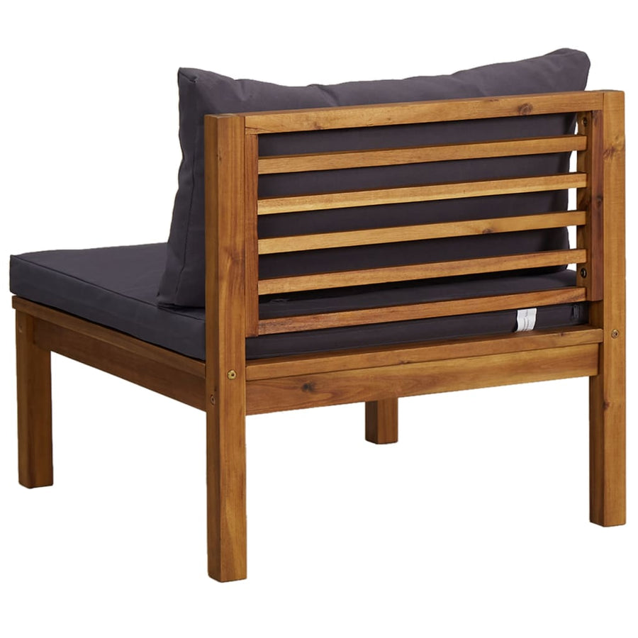 3-Delige Loungeset Met Donkergrijze Kussens Acaciahout Donkergrijs midden + voetensteun + Tafel