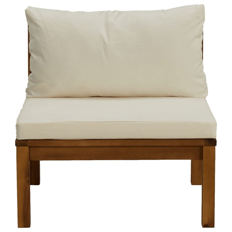 3-Delige Loungeset Met Te Kussens Acaciahout Crèmewit midden + voetensteun + Tafel