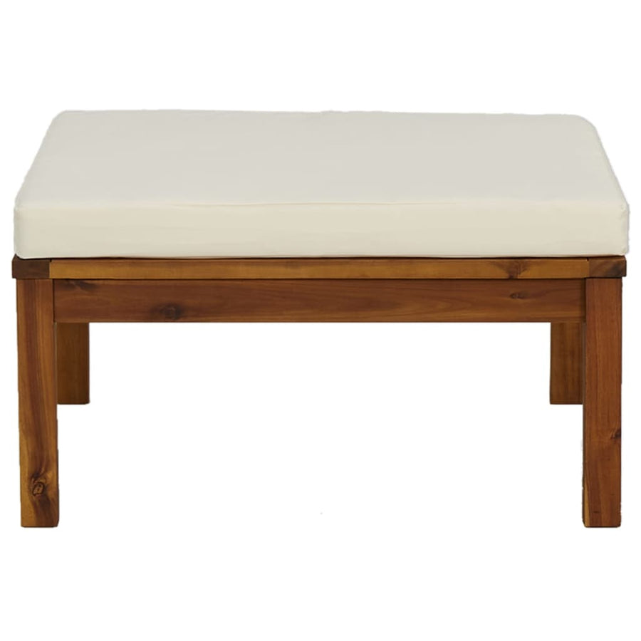3-Delige Loungeset Met Te Kussens Acaciahout Crèmewit midden + voetensteun + Tafel