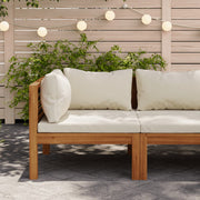 Hoekbank acaciahout crèmewit 69x69x62,5 cm