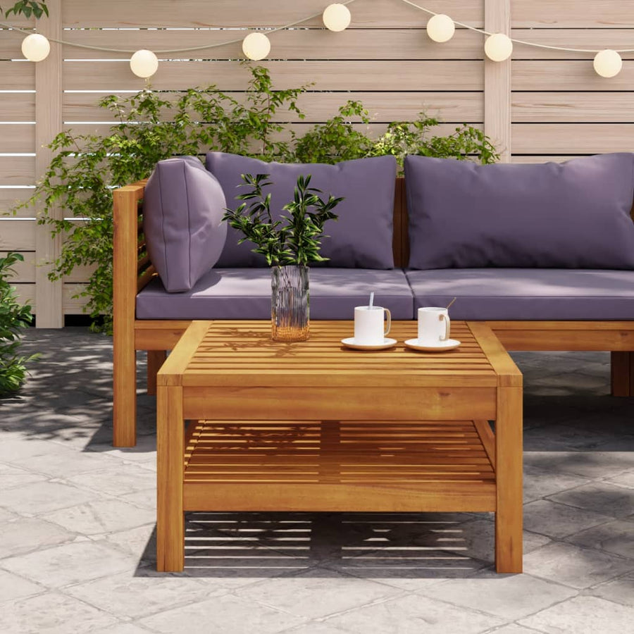 Salon 65X65X35 Cm Massief Acaciahout Crèmewit Tafel