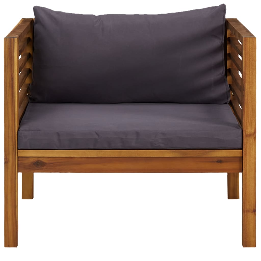 Tuinstoel Met Donkergrijze Kussens Massief Acaciahout Donkergrijs Fauteuil