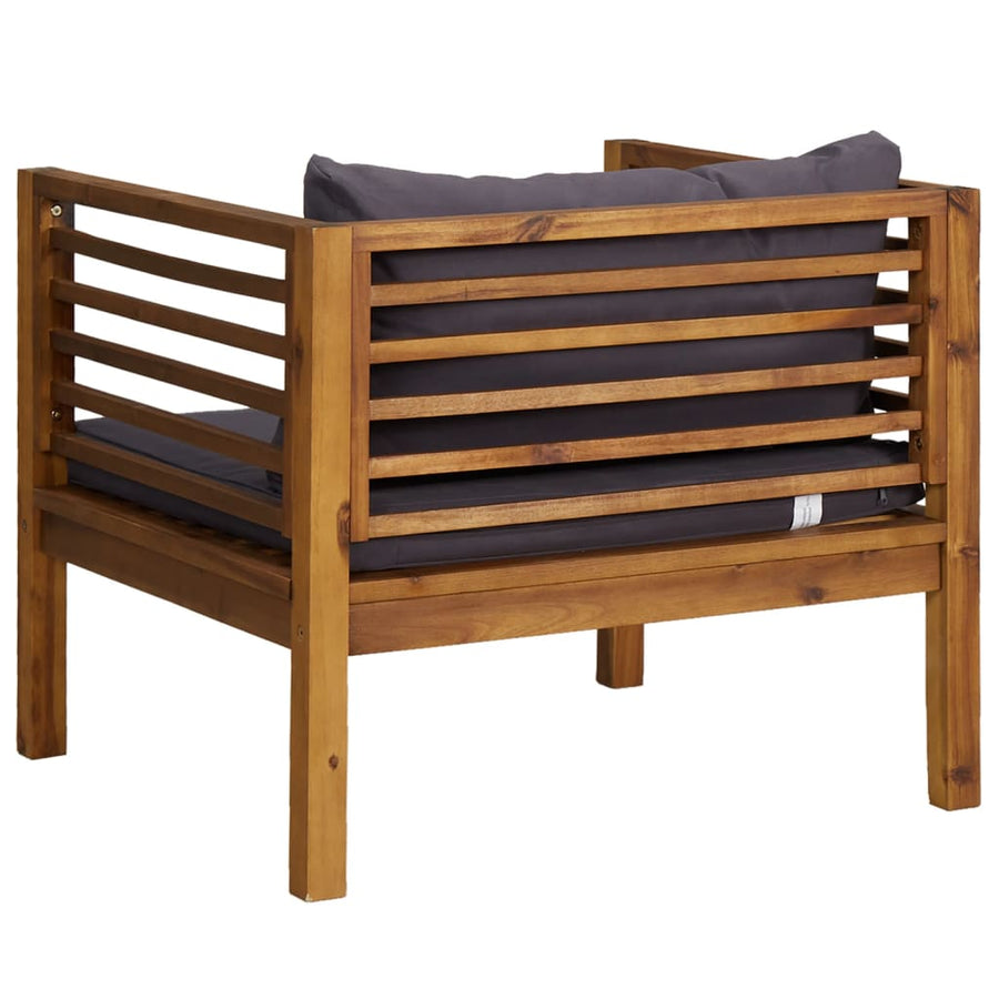 Tuinstoel Met Donkergrijze Kussens Massief Acaciahout Donkergrijs Fauteuil