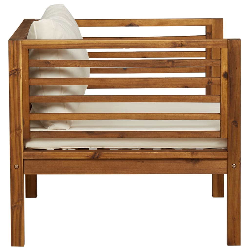 Tuinstoel Met Te Kussens Massief Acaciahout Crèmewit Fauteuil