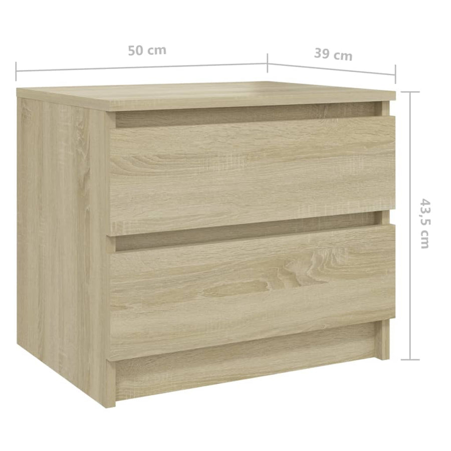 Nachtkastjes 50X39X43,5 Cm Spaanplaat Kleurig 2 Sonoma eiken