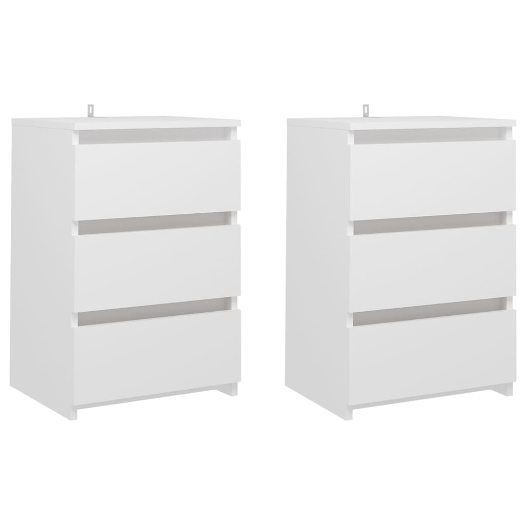 Nachtkastjes 2 st 40x35x62,5 cm spaanplaat wit 2 Wit