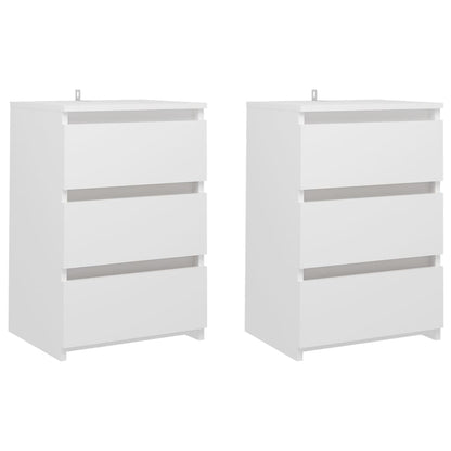 Nachtkastjes 2 st 40x35x62,5 cm spaanplaat wit 2 Wit