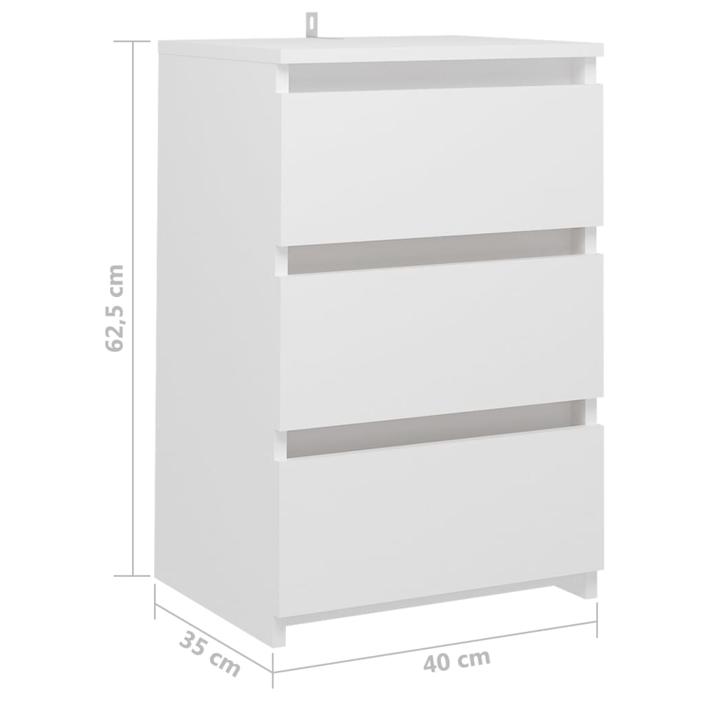 Nachtkastjes 2 st 40x35x62,5 cm spaanplaat wit 2 Wit