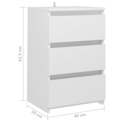 Nachtkastjes 2 st 40x35x62,5 cm spaanplaat wit 2 Wit