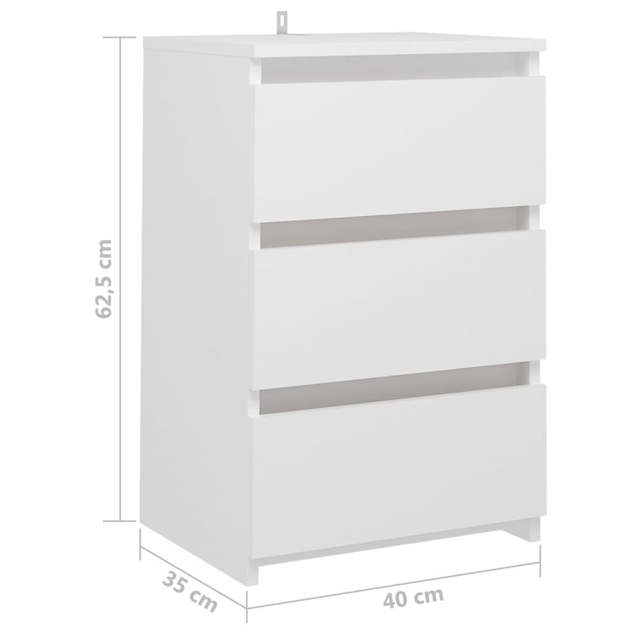 Nachtkastjes 2 st 40x35x62,5 cm spaanplaat wit 2 Wit